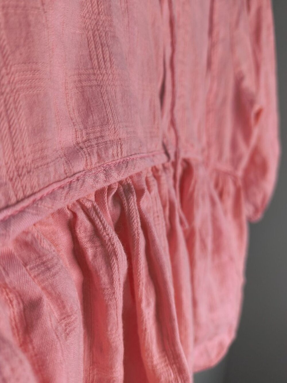 Umgee Pink Babydoll Blouse Boho Ruffled Split Long Sleeve Women's Size Medium - Picture 3 of 12